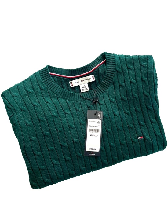 Tommy Hilfiger Sweaters - NWT Tommy Hilfiger Cable Knit Cotton Sweater Forest Green XS